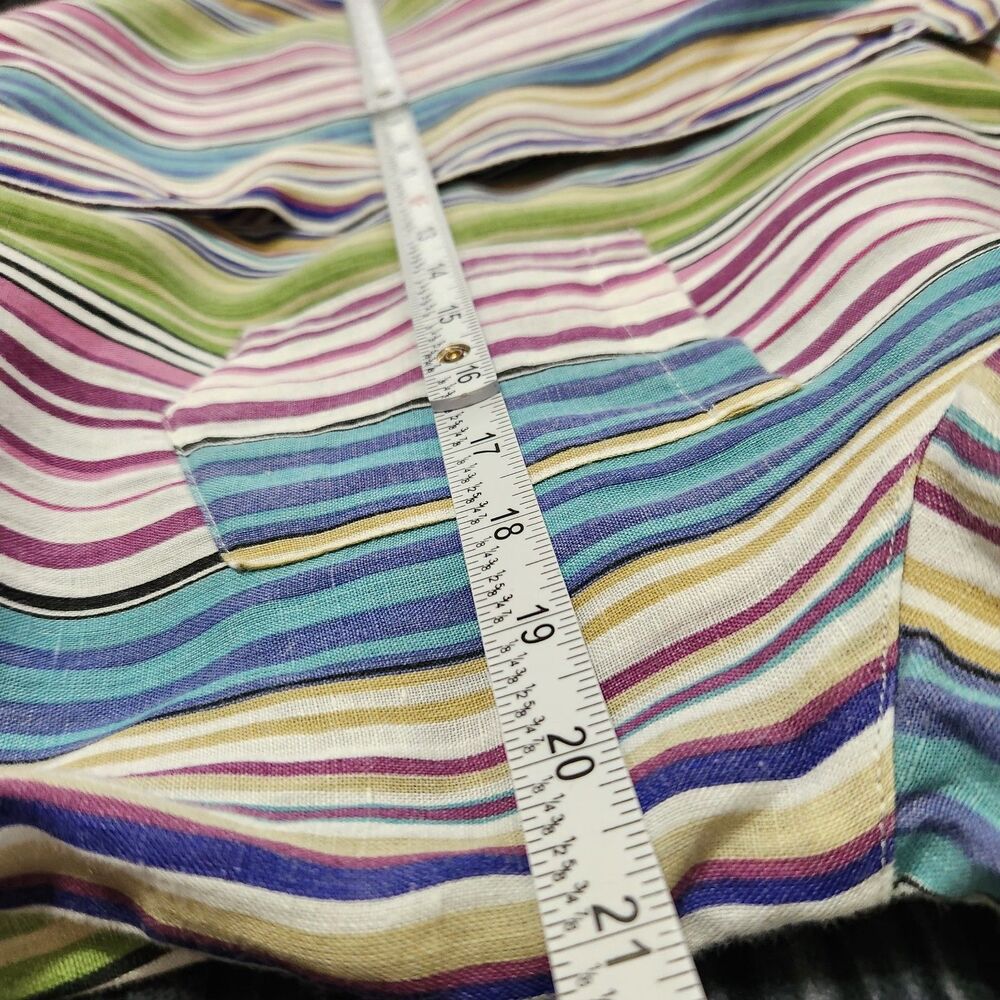 Chicos Linen Dress Size 1 (Small) Striped Pattern Front Buttons - Picture 5 of 12